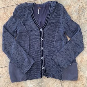 Free People Grey Waffle Cardigan sz M
